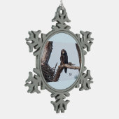 E9雪片 スノーフレークピューターオーナメント (左)