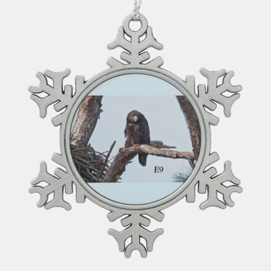 E9雪片 スノーフレークピューターオーナメント (正面)