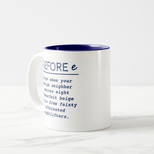 E -おもしろいな先生のマグの前のI ツートーンマグカップ (正面左)