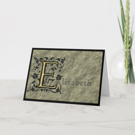 E -エンボスのヴィンテージのモノグラム ノートカード (正面)
