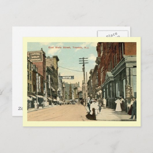 E. ステートストリート、ニュージャージー州トレントン ヴィンテージ ポストカード (正面/裏面)