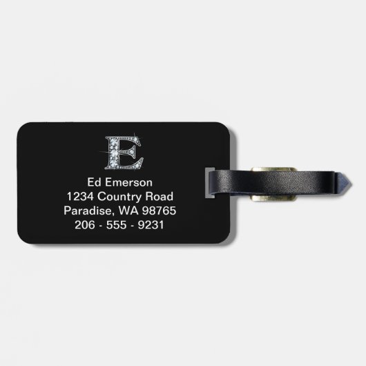 E – 「フェイクダイヤモンド」ラッきらきら光るゲージタグ ラゲッジタグ (裏面横)