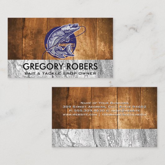 E.行列の魚 | Wood Stone名刺 名刺 (正面/裏面)