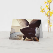 E-2ホーキープロペラ軍隊飛行機誕生日 カード (黄色い花)