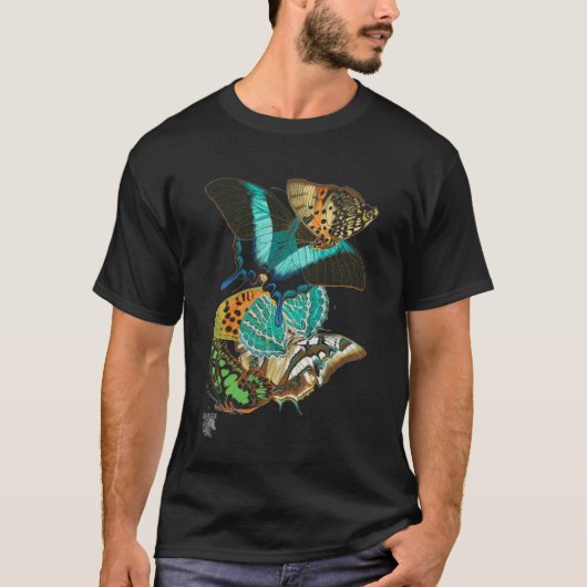 E.A. Séguy アンティーク風の蝶のイラスト Tシャツ (正面)