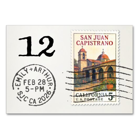 E&A Wedding Reception Table Card 12 SJ Capistrano テーブルナンバー (裏面)