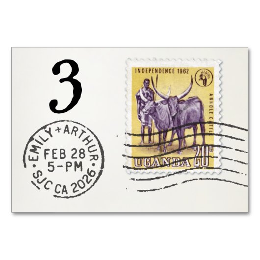 E&A Wedding Reception Table Card 3 Uganda テーブルナンバー (裏面)