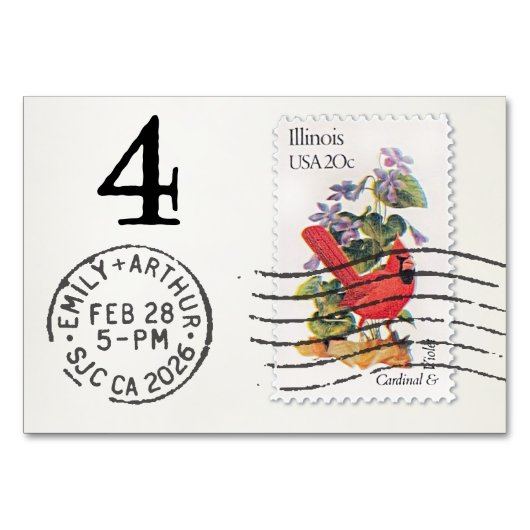 E&A Wedding Reception Table Card 4 Il Cardinal テーブルナンバー (裏面)