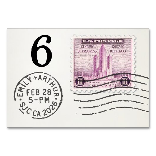 E&A Wedding Reception Table Card 6 Chicago テーブルナンバー (裏面)