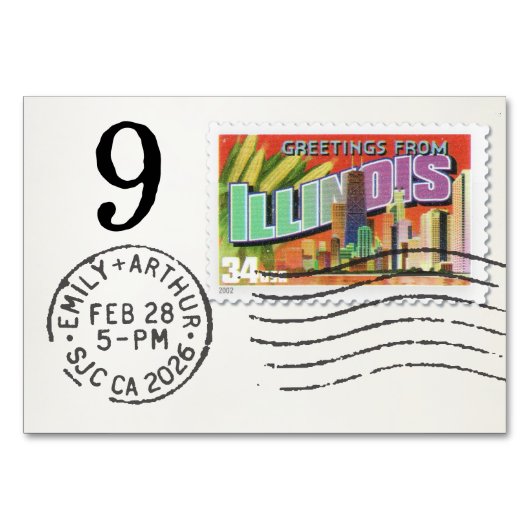 E&A Wedding Reception Table Card 9 Illinois テーブルナンバー (裏面)