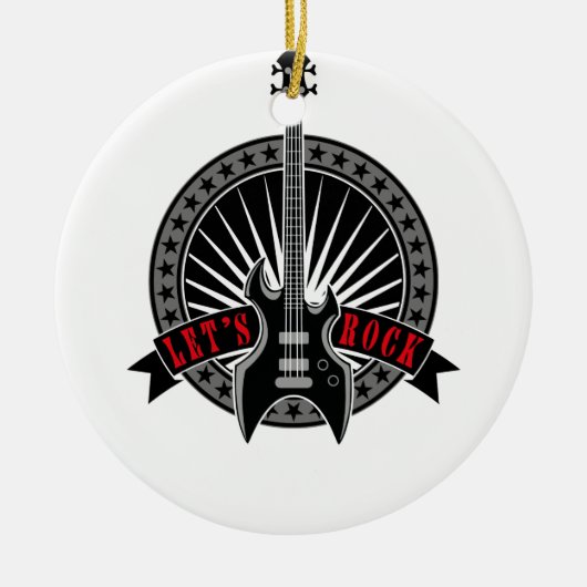 e-bass guitar let's rock セラミックオーナメント (正面)
