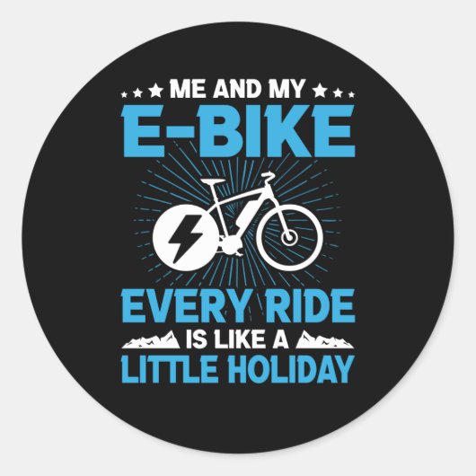 E-Bike Every Ride Little Holiday Electric Cyclsts ラウンドシール (正面)