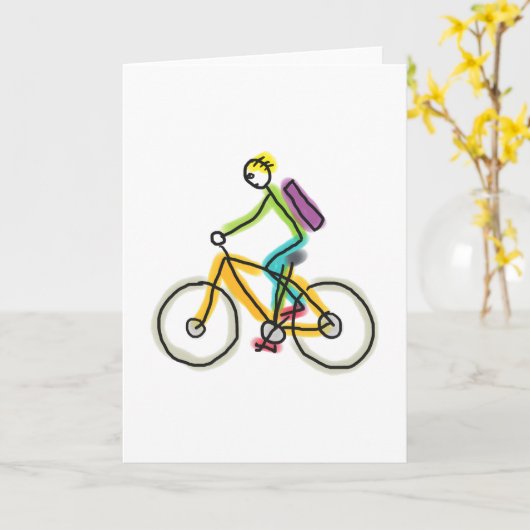 E-bike Stickman カード (黄色い花)