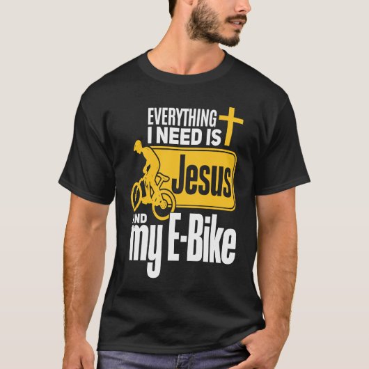 E Biker Jesus  Jesus and E Biking Religious EBiker Tシャツ (正面)