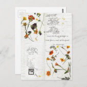 e.e.カミングス押された花のカード日記 ポストカード (正面/裏面)