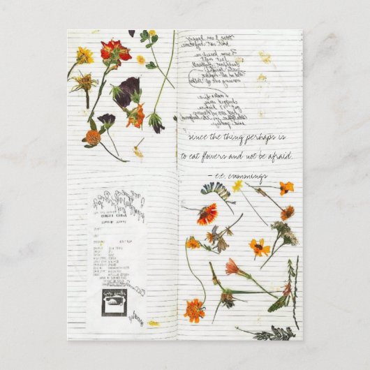 e.e.カミングス押された花のカード日記 ポストカード (正面)