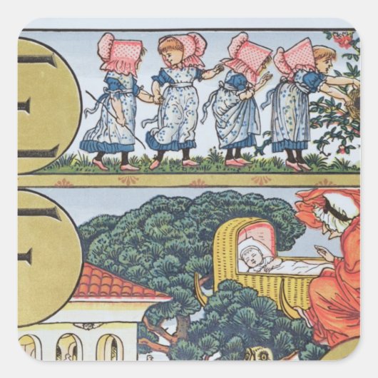 E-F,子供部屋韻に基づくアルファベットから スクエアシール (正面)