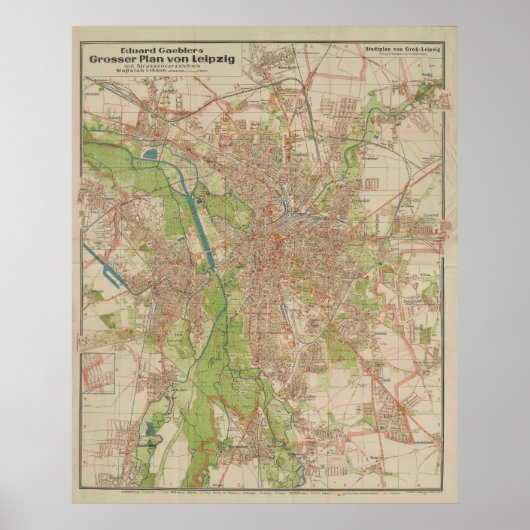 E. Gaebler’s Grosser Plan von Leipzig (1943) ポスター (正面)