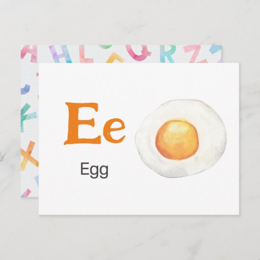E is for Egg - Alphabetフラッシュカード ポストカード (正面/裏面)