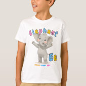 「E is for Elephant」 Alphabet Tee – 毎日成長 Tシャツ (正面)