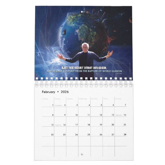 E.Jの金ゴールドの引用文のテーブルのカレンダー カレンダー (2月 2026)