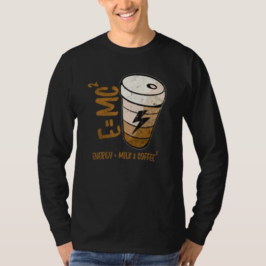 E Mc2理論エネルギーミルクコーヒー相対性理論 Tシャツ (正面)