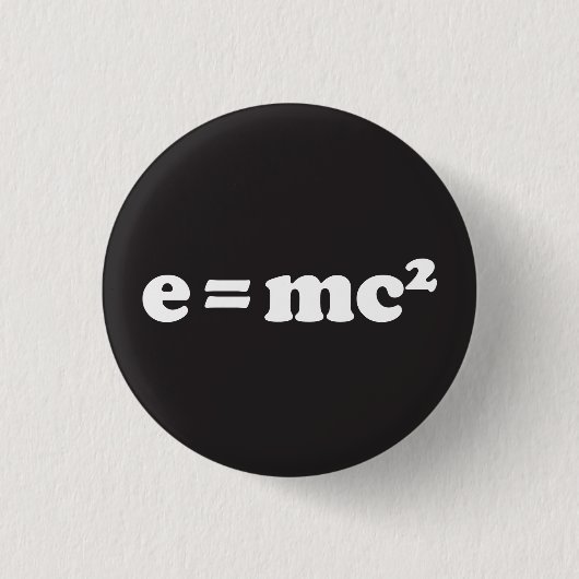 e = mc2 缶バッジ (正面)
