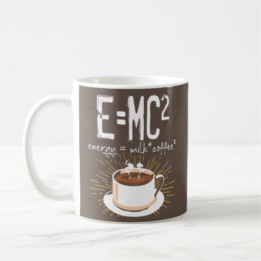 E=MC2 Energy Milk Coffee Funny Chemistry Science コーヒーマグカップ (左)