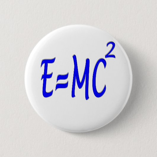 E = MC 2 (青) 缶バッジ (正面)