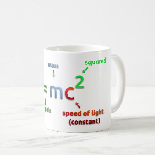E = MC^2. Eは平方されるMCに匹敵します コーヒーマグカップ (正面右)
