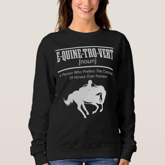 E QUINE TRO VERT Equestrian Horseback Riding Horse スウェットシャツ (正面)