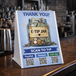 E-Tip Jar Scan to Pay QR Code Pedestal Sign 台座サイン