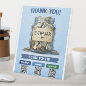 E-Tip Jar Scan to Pay QR Code Pedestal Sign 台座サイン (インサイチュ)
