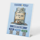 E-Tip Jar Scan to Pay QR Code Pedestal Sign 台座サイン (正面)