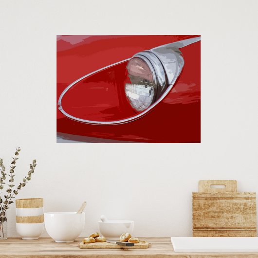 E-TYPE JAGUAR HEADLIGHT ポスター (キッチン)