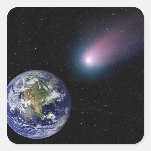 Eaに向かう彗星のデジタル合成 スクエアシール (正面)