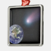 Eaに向かう彗星のデジタル合成 メタルオーナメント (左)