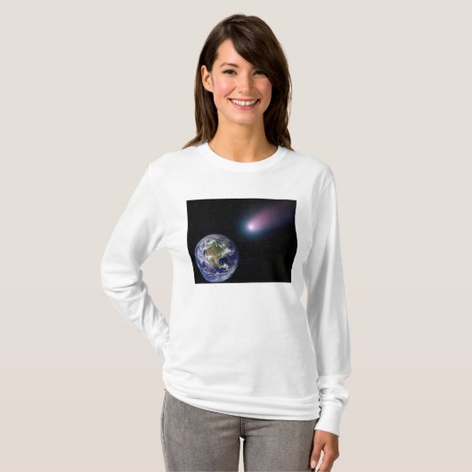 Eaに向かう彗星のデジタル合成 Tシャツ (正面フル)