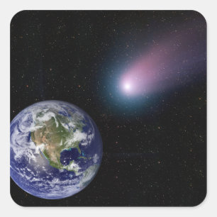 Eaの方の彗星のヘッディングのデジタル合成物 スクエアシール