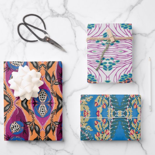 EAセガイ植物花プリント ラッピングペーパーシート (正面)