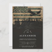 Ea素朴とのカモフラージュ国旗の軍隊卒業 招待状 (正面)