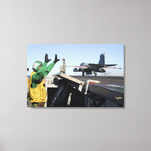 EA-6B Prowlerがフライトデッキから起動 キャンバスプリント