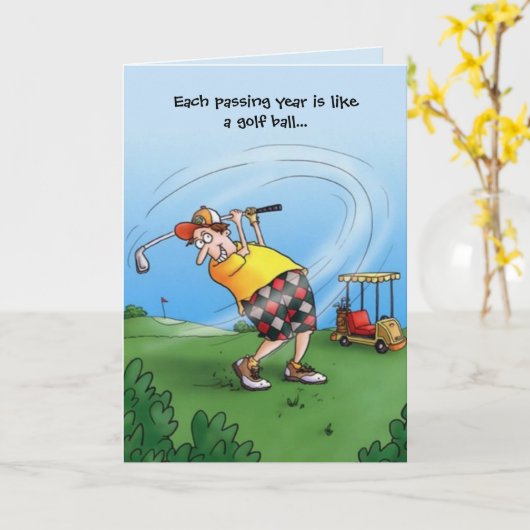 Each Year is like a Golf Ball Birthday カード (黄色い花)