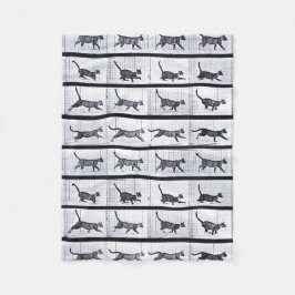 EADWEARD MUYBRIDGE: 猫歩く-羊毛質毛布 フリースブランケット