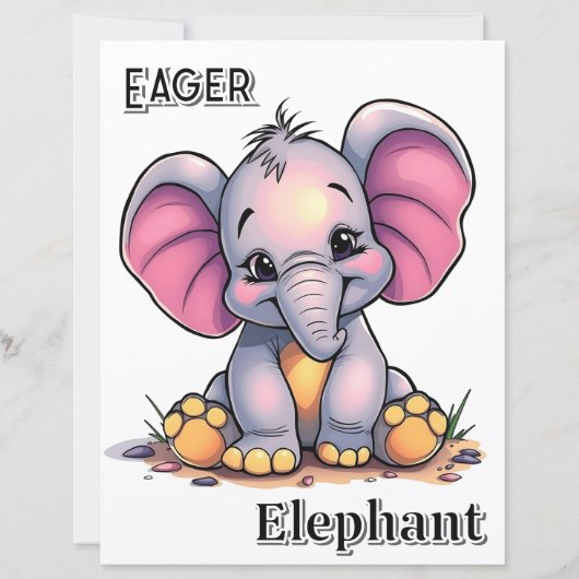 Eager Elephant  | かわいいキャラクターの子供部屋アート (正面)
