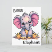 Eager Elephant  | Cute Cartoon Kid's Nursery Art (スタンド正面)