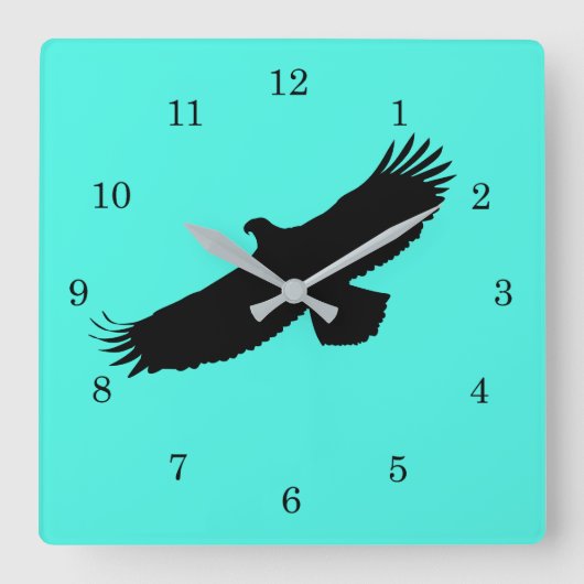 Eagle飛んでいる – カラー/文字の追加 スクエア壁時計 (正面)