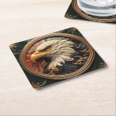 Eagle 威厳のある in Gleaming金ゴールド枠 スクエアペーパーコースター (アングル)