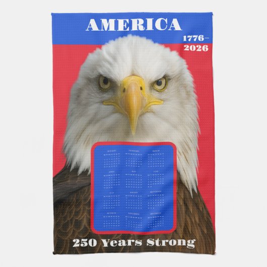 Eagle 2026 Calendar—America’s 250th Anniversary キッチンタオル (縦)