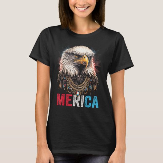 Eagle  4th of July American Flag USA Patriotic Ame Tシャツ (正面)